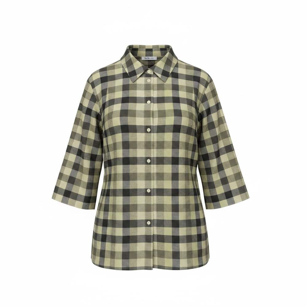 Style & Co. Woman 100% Silk Plaid 3/4 Sleeve Button-Down Shirt Size 20W